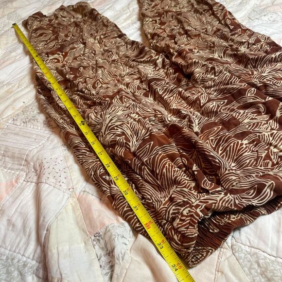 endeavor vintage y2k 100% rayon rust and cream wide leg pants size medium - Picture 3 of 6